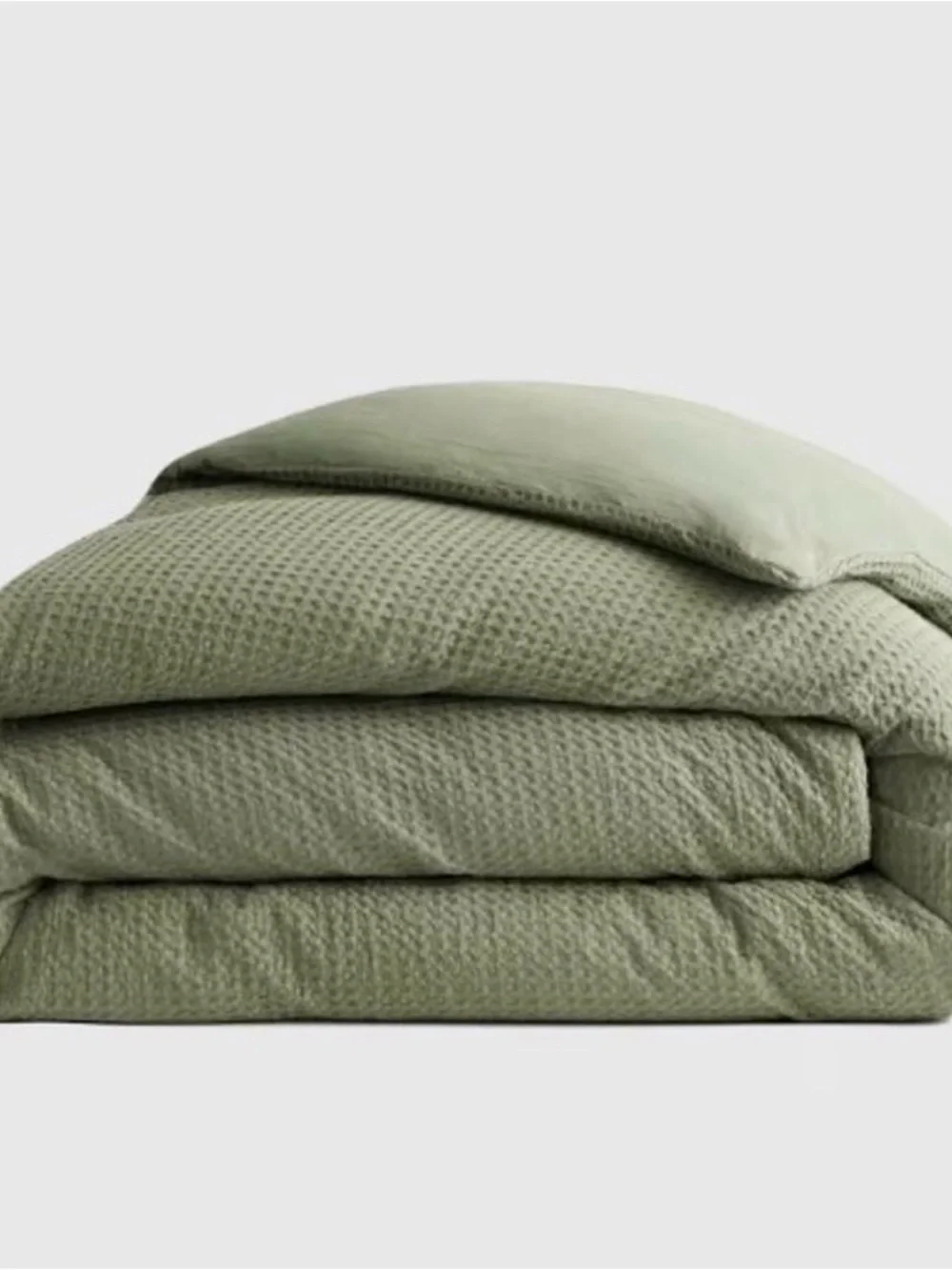 New Quince Queen Organic Luxe Honeycomb Duvet Cover only in Olive